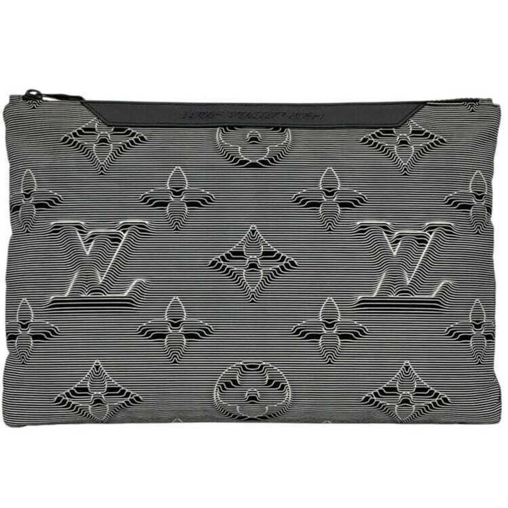 Louis Vuitton Clutch Bag Pochette Reversible Textile Gray Black Rainbow Handbag